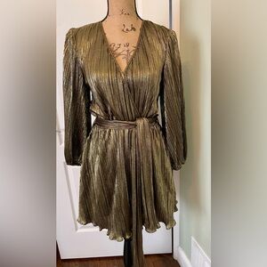 Bardot Metallic Gold Long Sleeve Dress